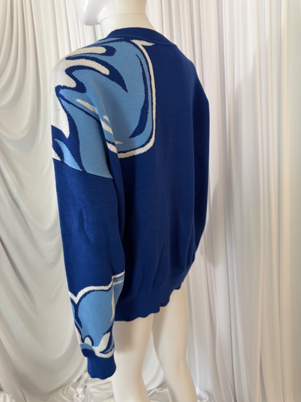 Jaclyn Smith Blue Floral Jacquard Knit Pullover Sweater Size XL NWT - Picture 6 of 16